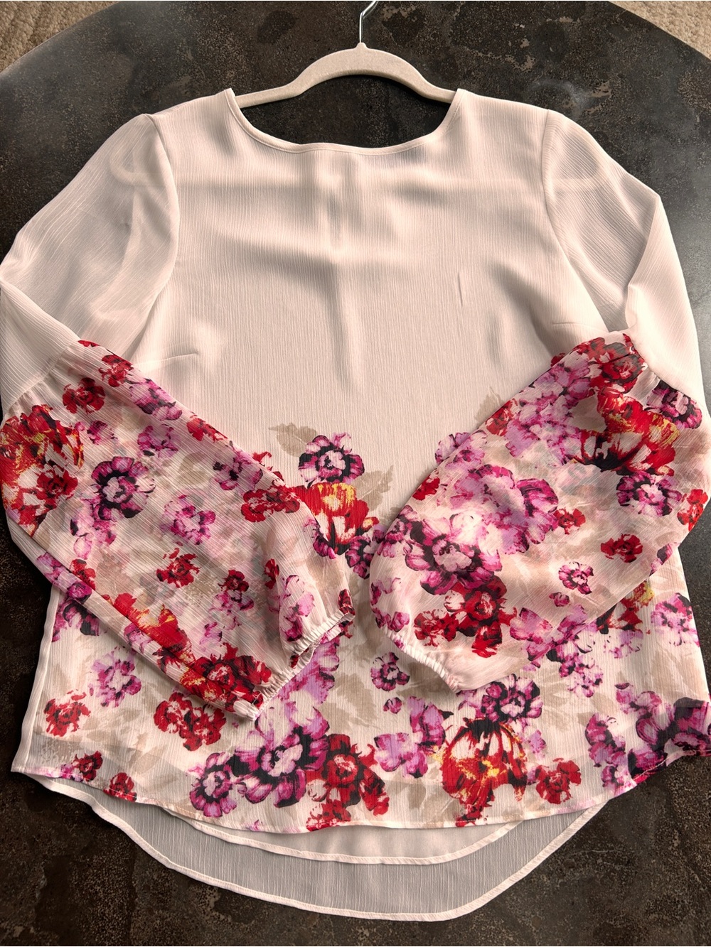 APT.9 Floral & Cream Sheer Blouse - Size Small